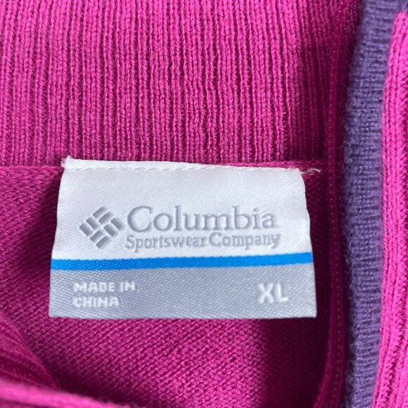Columbia XL Womens Zip Pullover Sweater Ribbed Pink Purple Detail a0491 - Picture 2 of 9